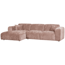 Laden Sie das Bild in den Galerie-Viewer, CLOUD CHAISE LONGUE SOFA LEFT CHENILLE TAUPE/PINK