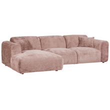 Laden Sie das Bild in den Galerie-Viewer, CLOUD CHAISE LONGUE SOFA LEFT CHENILLE TAUPE/PINK