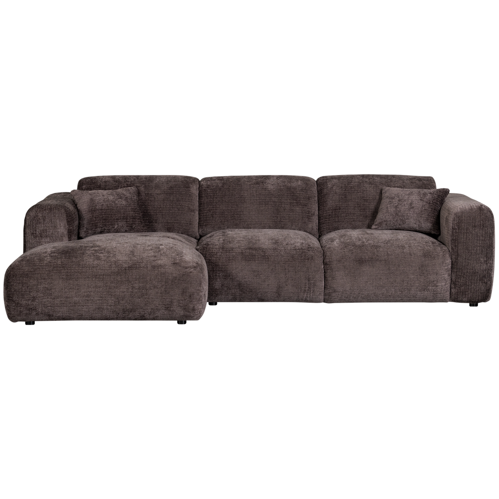 CLOUD CHAISE LONGUE SOFA LEFT CHENILLE WARM BROWN