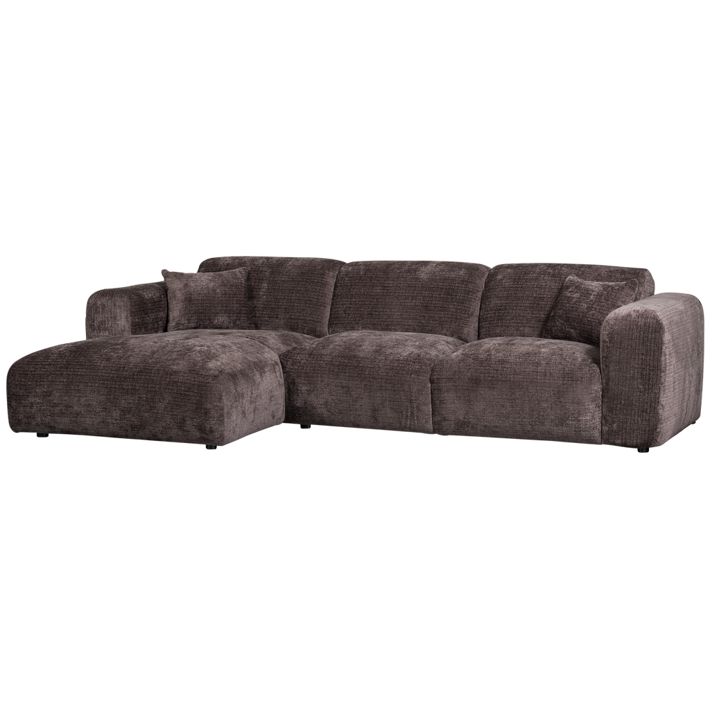 CLOUD CHAISE LONGUE SOFA LEFT CHENILLE WARM BROWN