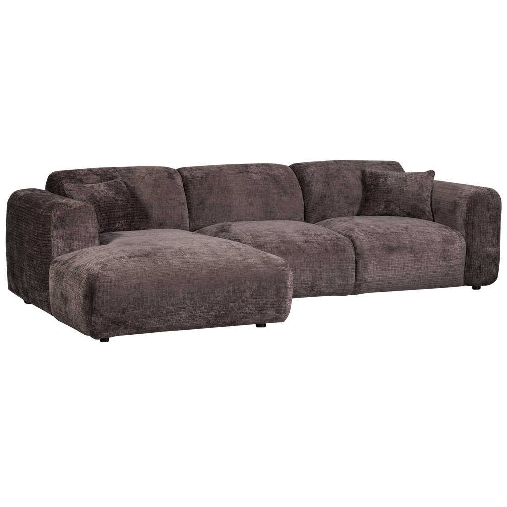 CLOUD CHAISE LONGUE SOFA LEFT CHENILLE WARM BROWN