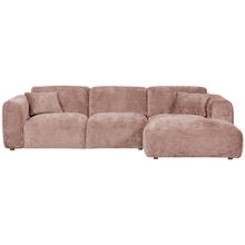 Laden Sie das Bild in den Galerie-Viewer, CLOUD CHAISE LONGUE SOFA RIGHT CHENILLE TAUPE/PINK