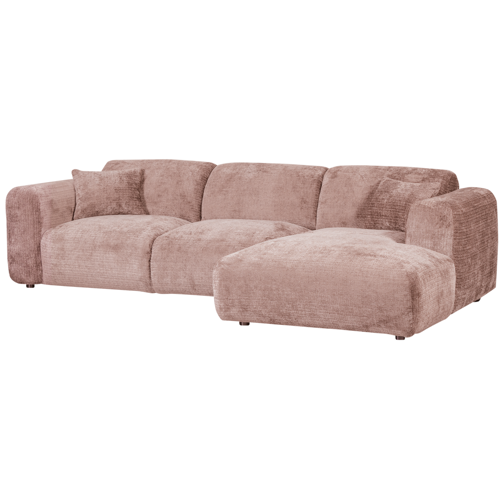 CLOUD CHAISE LONGUE SOFA RIGHT CHENILLE TAUPE/PINK