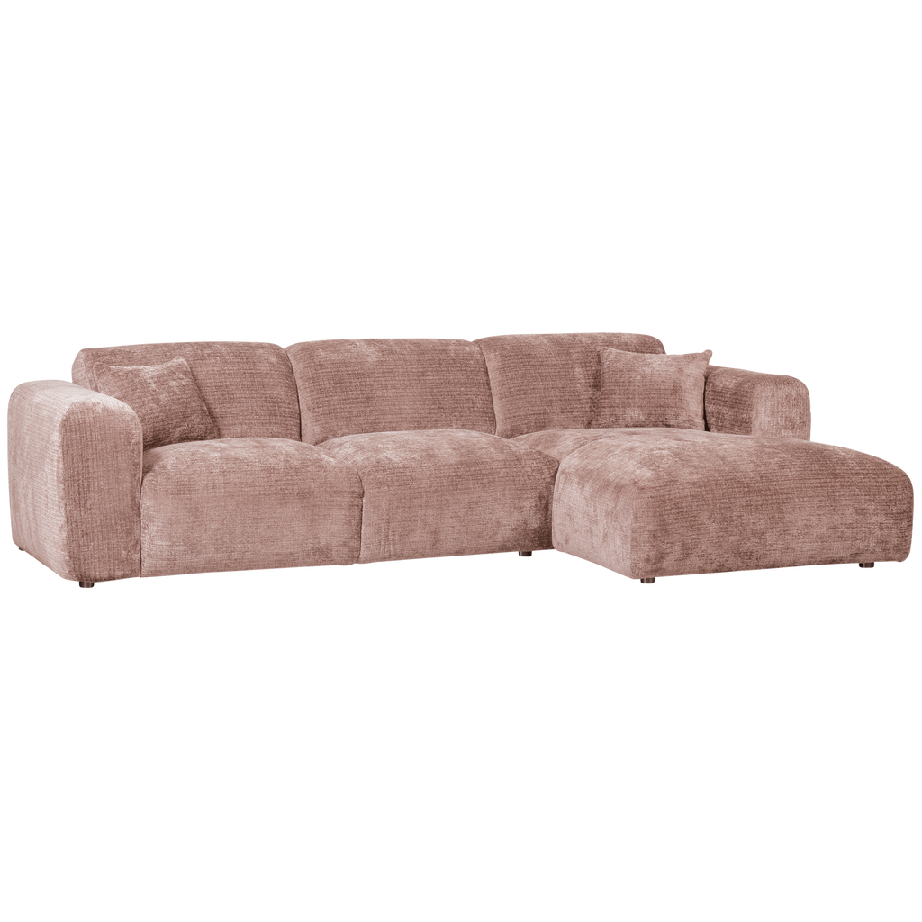 CLOUD CHAISE LONGUE SOFA RIGHT CHENILLE TAUPE/PINK
