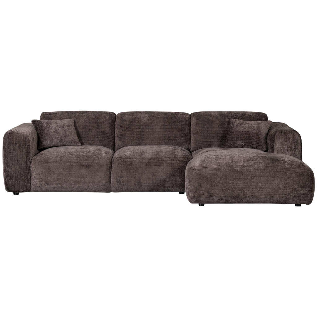 CLOUD CHAISE LONGUE SOFA RIGHT CHENILLE WARM BROWN