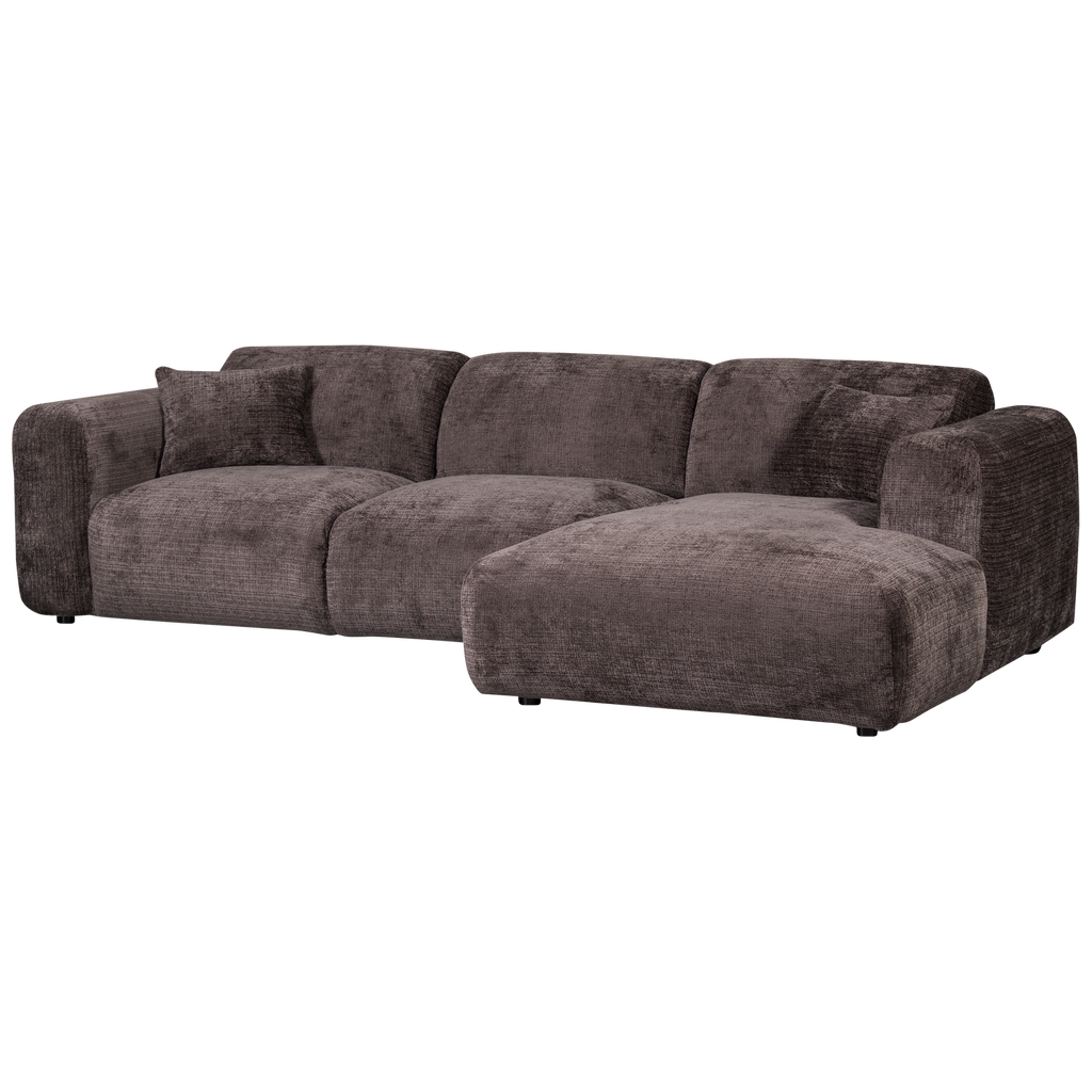 CLOUD CHAISE LONGUE SOFA RIGHT CHENILLE WARM BROWN
