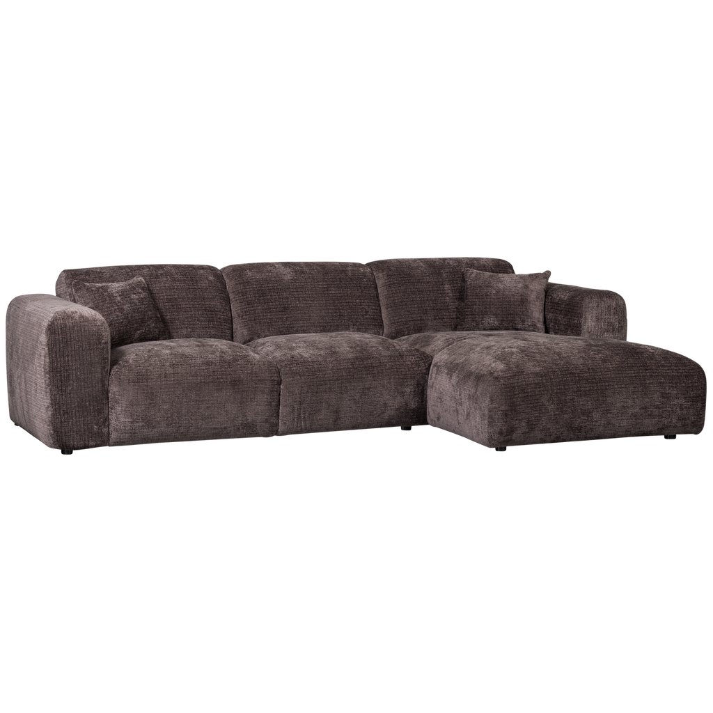 CLOUD CHAISE LONGUE SOFA RIGHT CHENILLE WARM BROWN