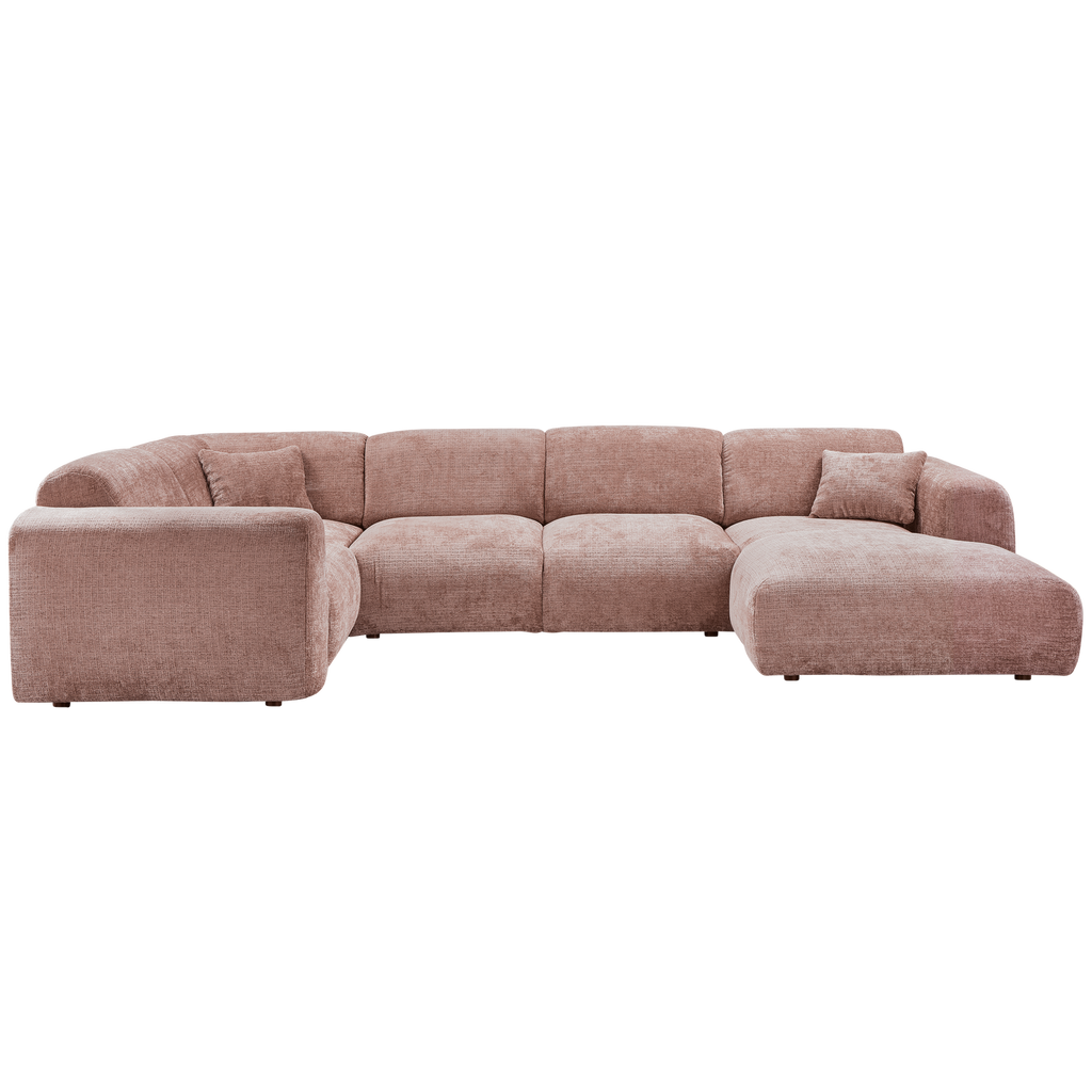 CLOUD CORNER SOFA LEFT WOVEN CHENILLE TAUPE/PINK