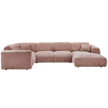 Laden Sie das Bild in den Galerie-Viewer, CLOUD CORNER SOFA LEFT WOVEN CHENILLE TAUPE/PINK