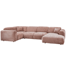Laden Sie das Bild in den Galerie-Viewer, CLOUD CORNER SOFA LEFT WOVEN CHENILLE TAUPE/PINK