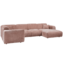 Laden Sie das Bild in den Galerie-Viewer, CLOUD CORNER SOFA LEFT WOVEN CHENILLE TAUPE/PINK
