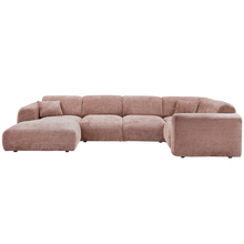 Laden Sie das Bild in den Galerie-Viewer, CLOUD CORNER SOFA RIGHT WOVEN CHENILLE TAUPE/PINK