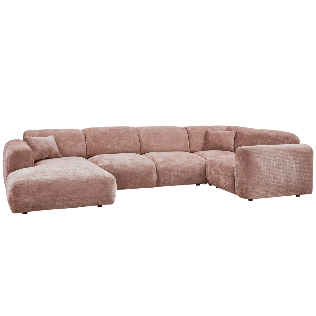 CLOUD CORNER SOFA RIGHT WOVEN CHENILLE TAUPE/PINK