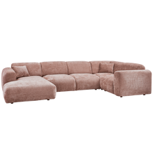 Laden Sie das Bild in den Galerie-Viewer, CLOUD CORNER SOFA RIGHT WOVEN CHENILLE TAUPE/PINK
