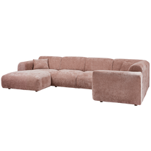 Laden Sie das Bild in den Galerie-Viewer, CLOUD CORNER SOFA RIGHT WOVEN CHENILLE TAUPE/PINK