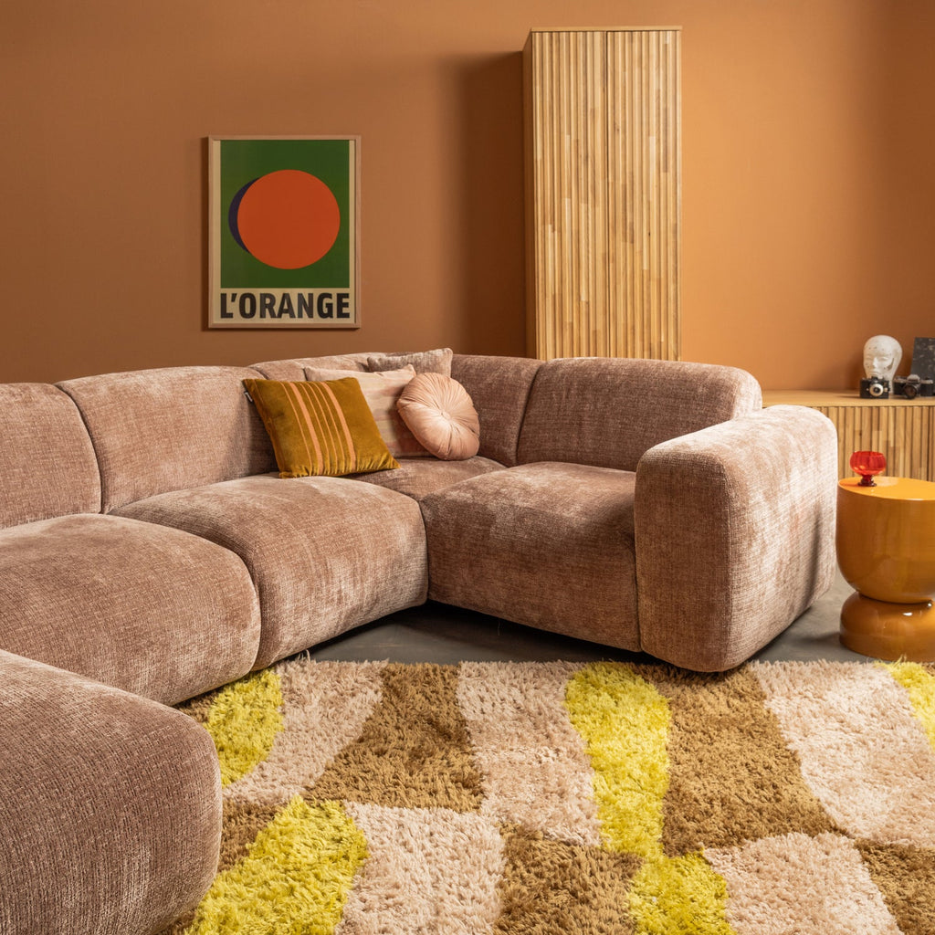 CLOUD CORNER SOFA RIGHT WOVEN CHENILLE TAUPE/PINK