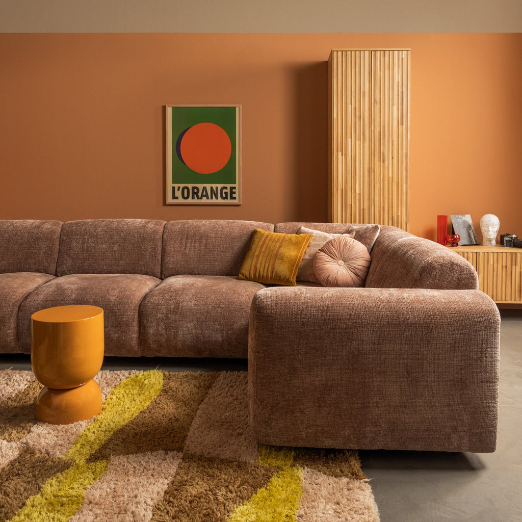CLOUD CORNER SOFA RIGHT WOVEN CHENILLE TAUPE/PINK