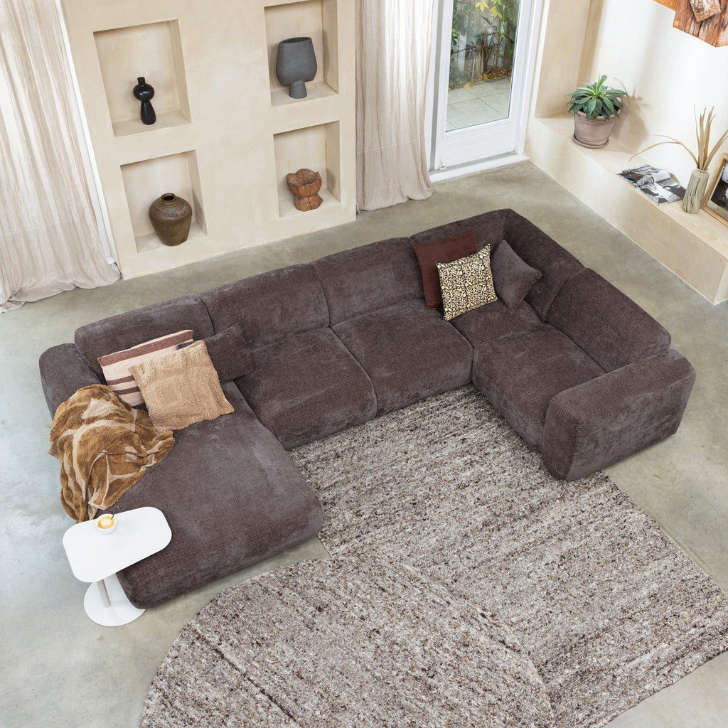 CLOUD CORNER SOFA RIGHT WOVEN CHENILLE WARM BROWN