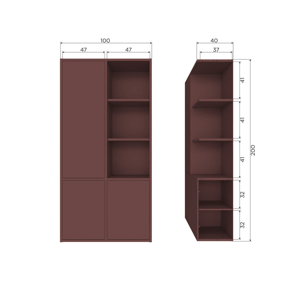 MEREL STORAGE CABINET PINE BURGUNDY RED [fsc]