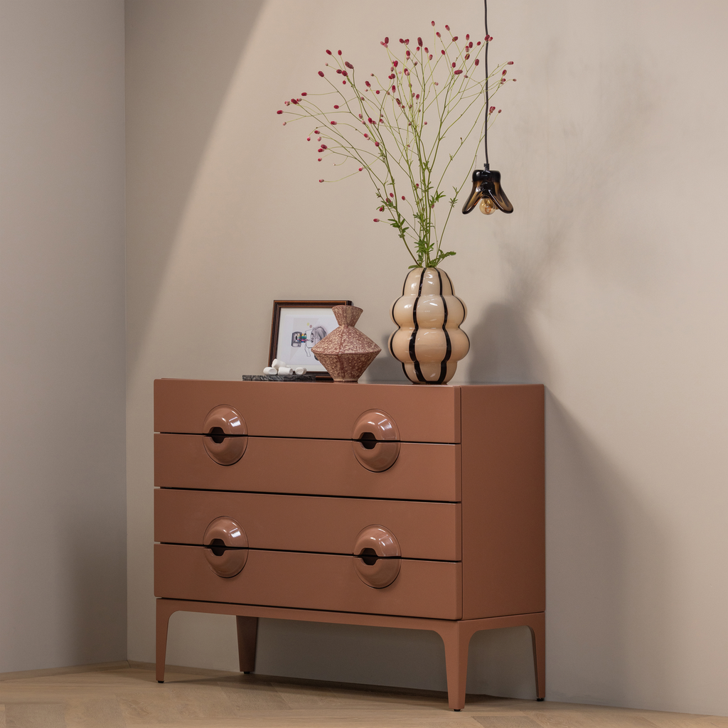 MERGE CABINET/COMMODE WITH DRAWERS EUCALYPTUS WOOD OLD PINK
