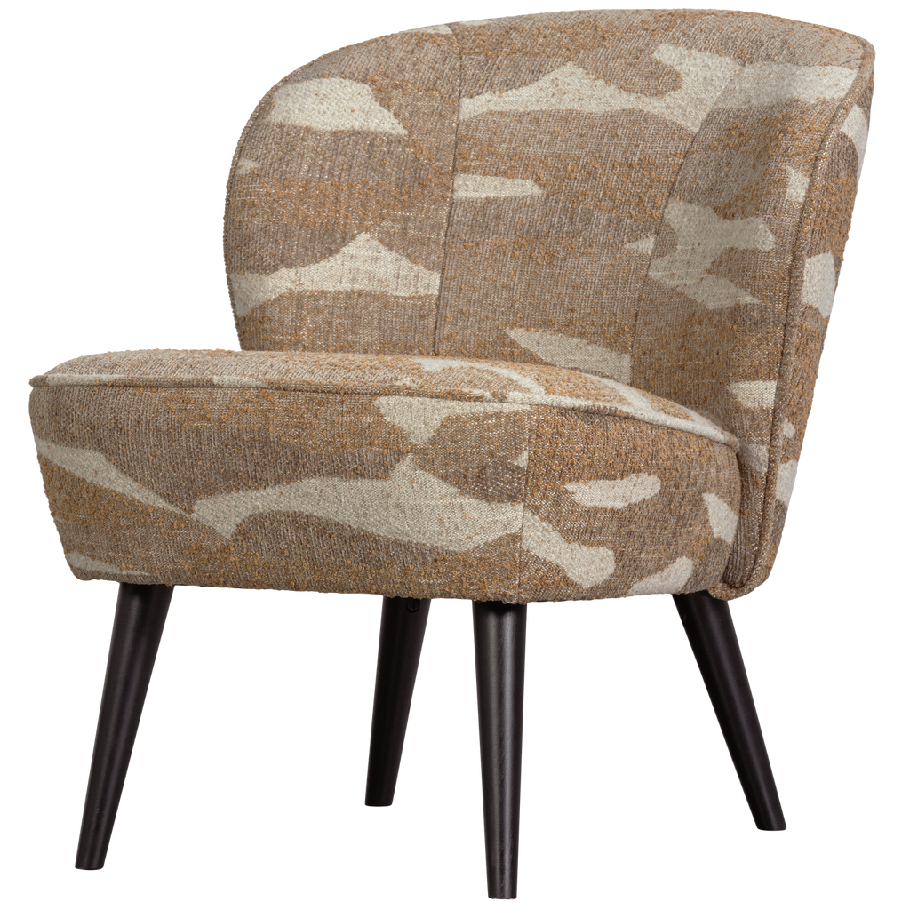 SARA ARMCHAIR WOVEN FABRIC CAMOUFLAGE PATTERN SAND