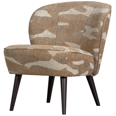 SARA ARMCHAIR WOVEN FABRIC CAMOUFLAGE PATTERN SAND