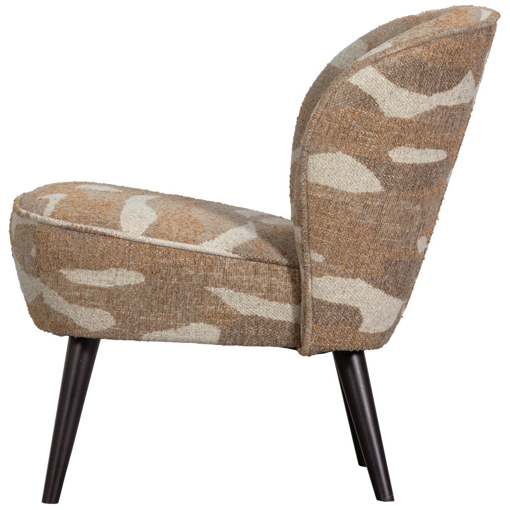 SARA ARMCHAIR WOVEN FABRIC CAMOUFLAGE PATTERN SAND