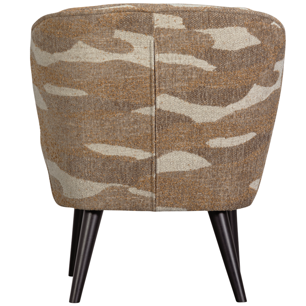 SARA ARMCHAIR WOVEN FABRIC CAMOUFLAGE PATTERN SAND