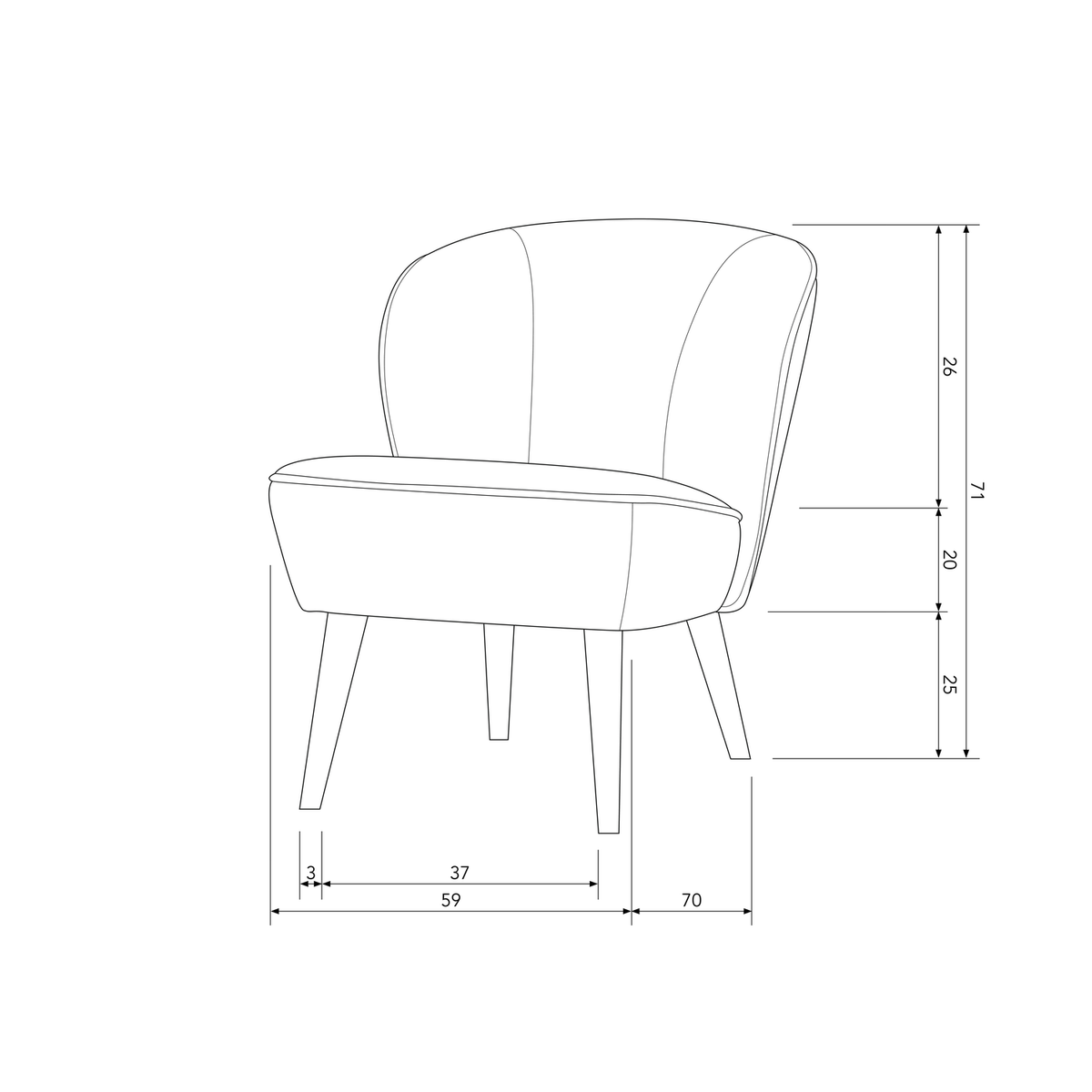 SARA ARMCHAIR VELVET KHAKI