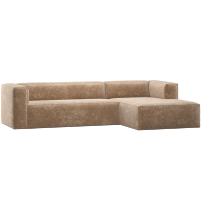 BEAN CORNER SOFA RIGHT CHENILLE VELVET PEACH PINK