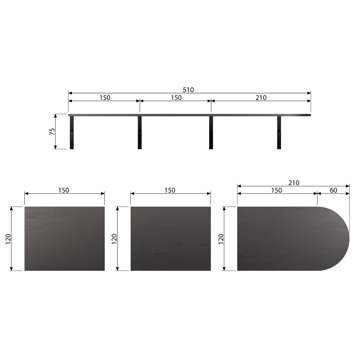TABLO LUNGO BETWEEN TABLE TOP ASH INCL. SOCKET [fsc]