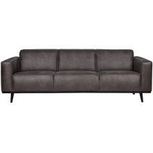 Laden Sie das Bild in den Galerie-Viewer, STATEMENT 3-SEATER SOFA 230 CM ECO LEATHER DARK GREY