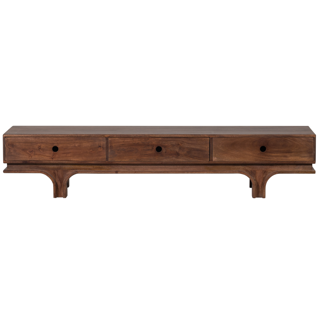 STAES TV UNIT 3 DRAWERS MANGO WOOD WALNUT