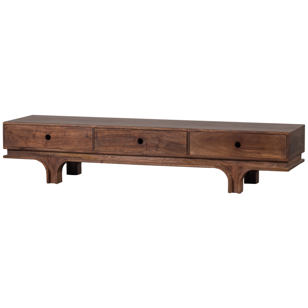STAES TV UNIT 3 DRAWERS MANGO WOOD WALNUT