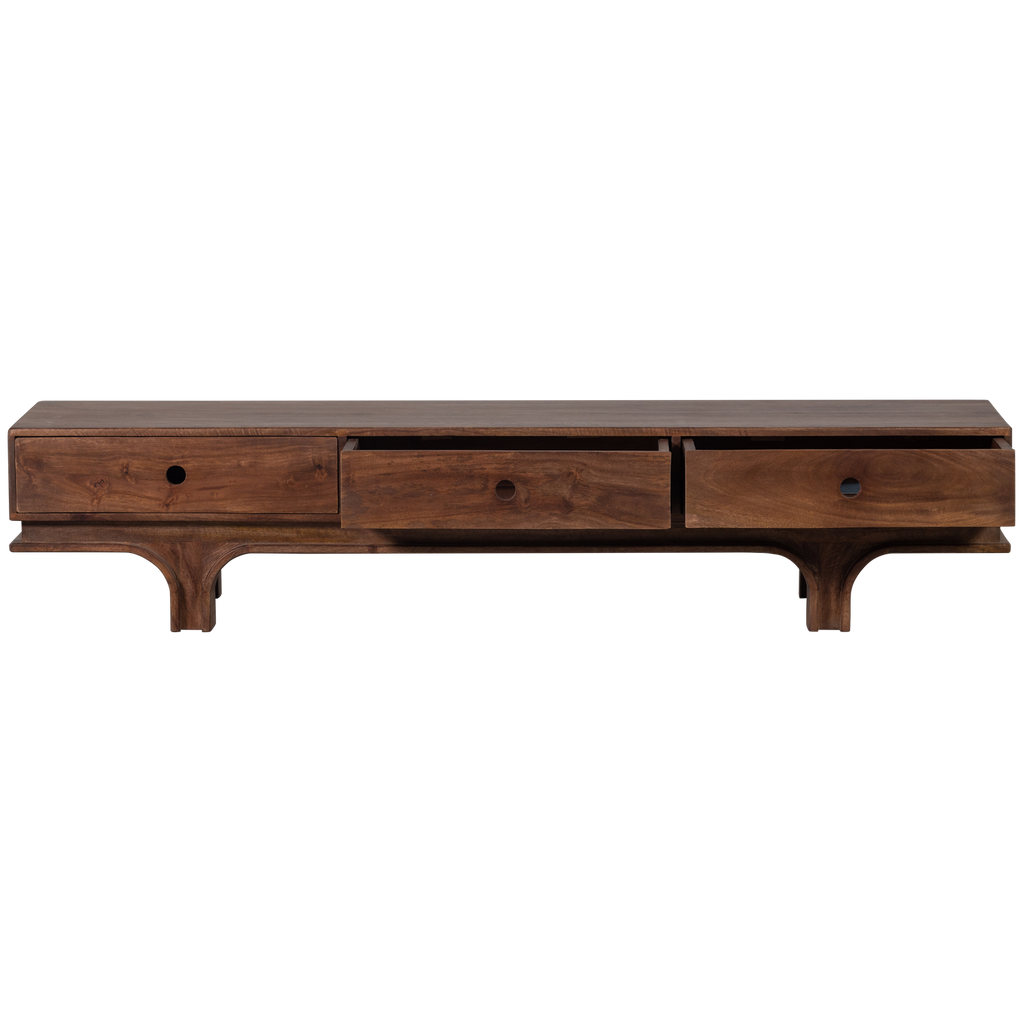 STAES TV UNIT 3 DRAWERS MANGO WOOD WALNUT