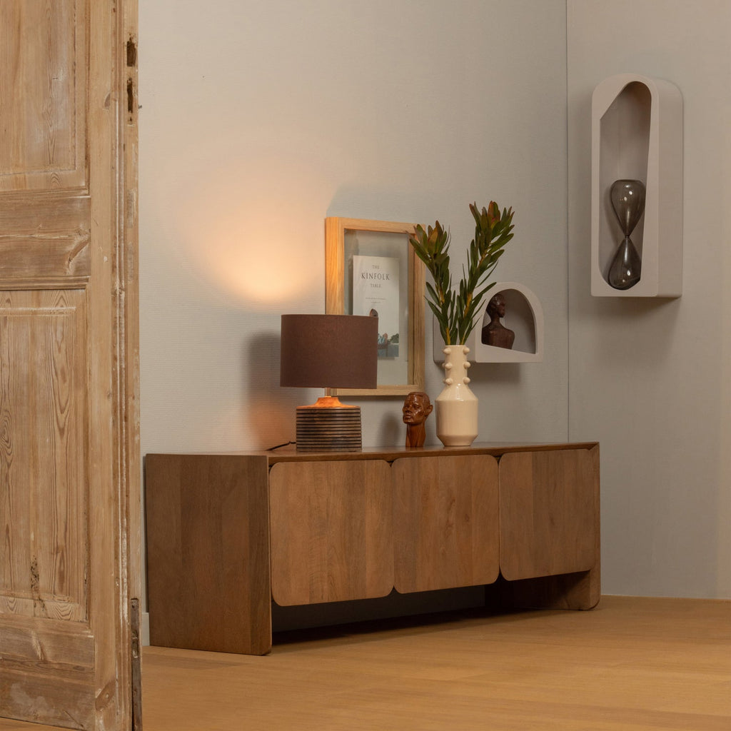 NOAM WALL DECO HALF ROUND WOOD DUST 15x35x24CM
