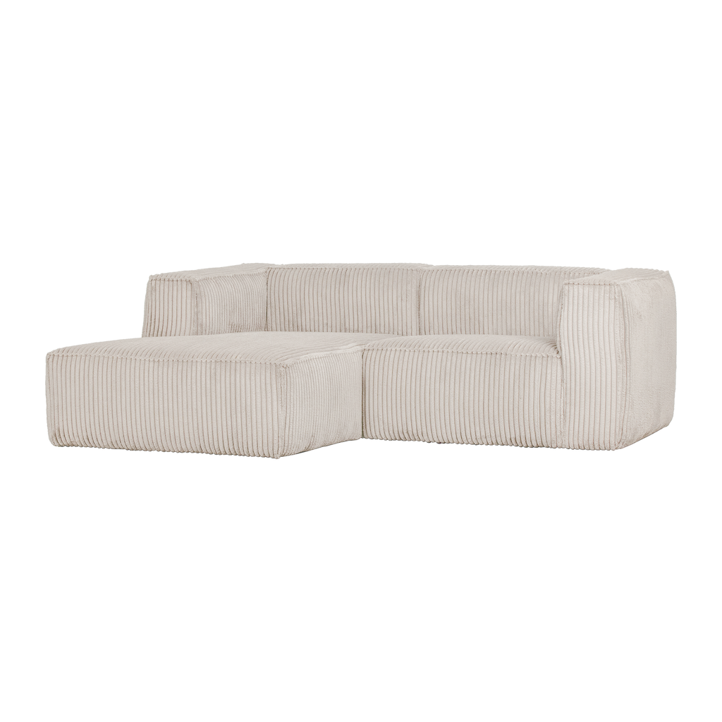 BEAN CHAISE LONGUE SOFA LEFT RIB FABRIC NATURAL