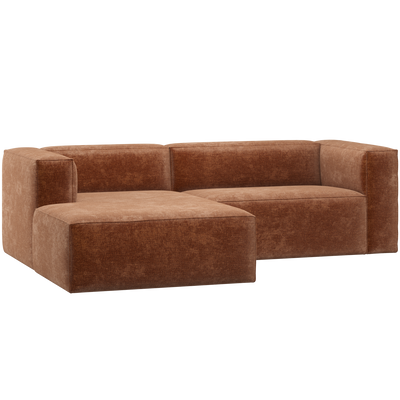 BEAN CHAISE LONGUE SOFA LEFT CHENILLE VELVET TERRA