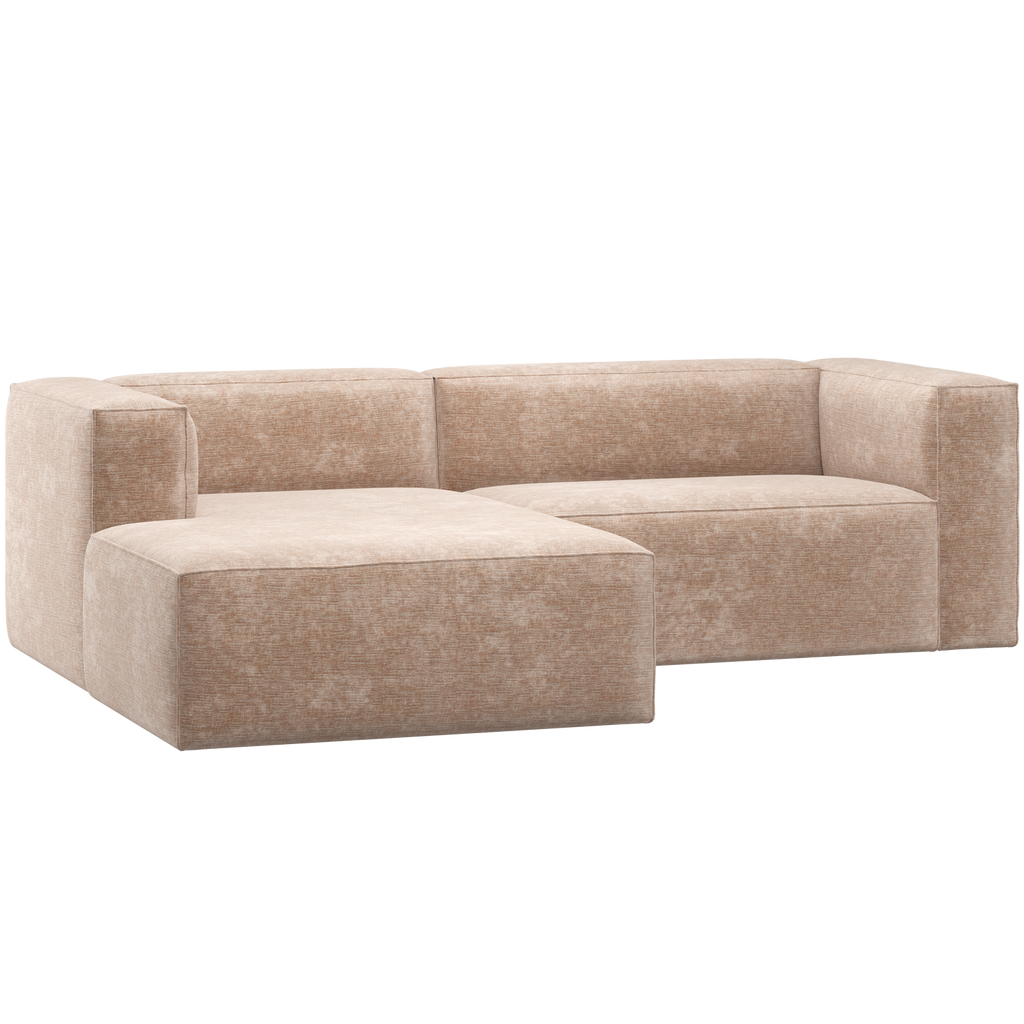 BEAN CHAISE LONGUE SOFA LEFT CHENILLE VELVET NATURAL