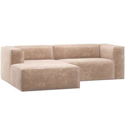 BEAN CHAISE LONGUE SOFA LEFT CHENILLE VELVET NATURAL