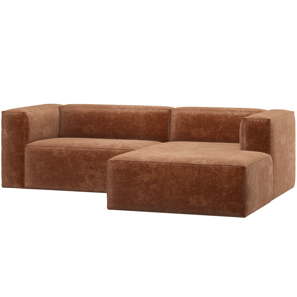 BEAN CHAISE LONGUE SOFA RIGHT CHENILLE VELVET TERRA