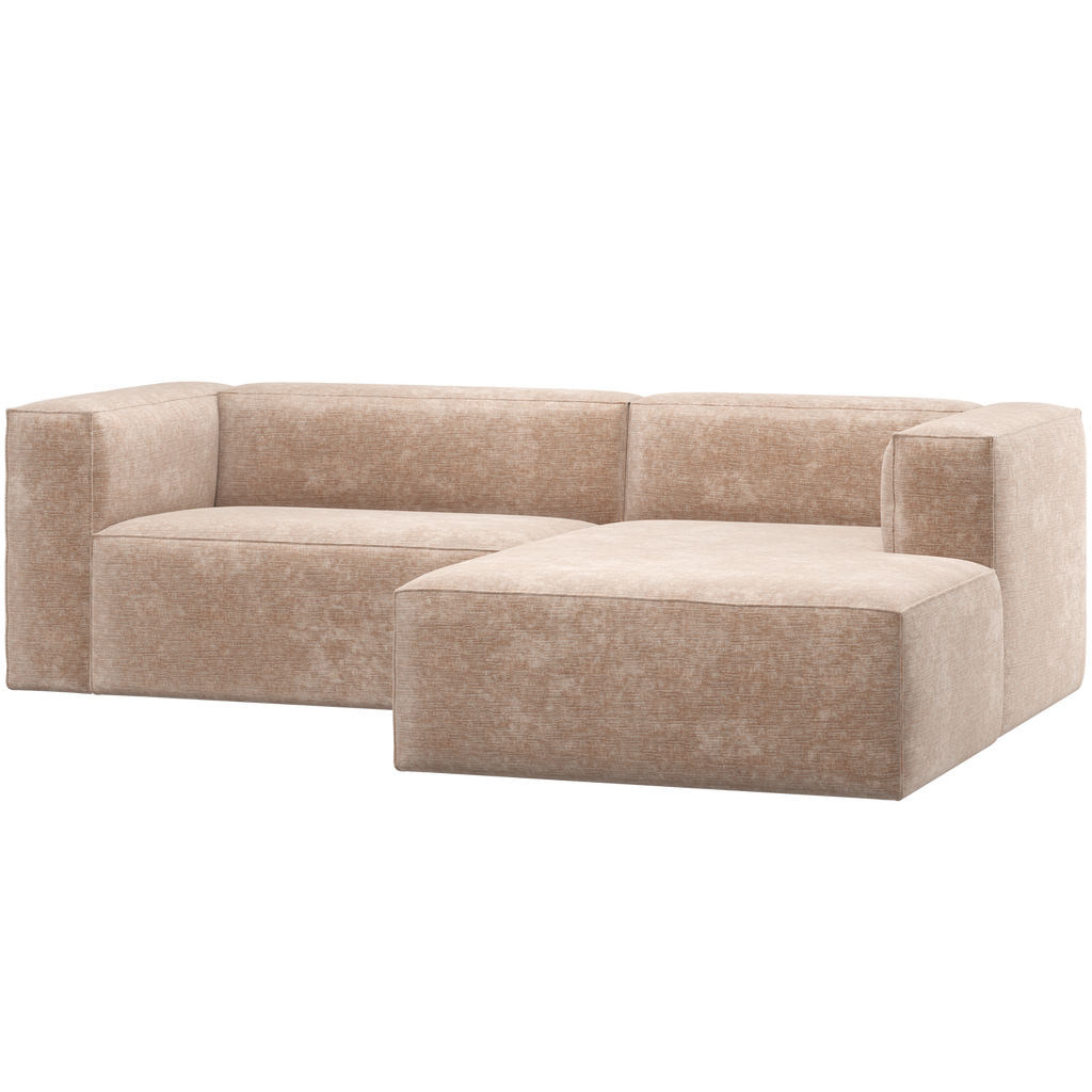 BEAN CHAISE LONGUE SOFA RIGHT CHENILLE VELVET NATURAL