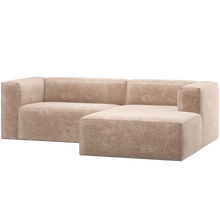 Laden Sie das Bild in den Galerie-Viewer, BEAN CHAISE LONGUE SOFA RIGHT CHENILLE VELVET NATURAL