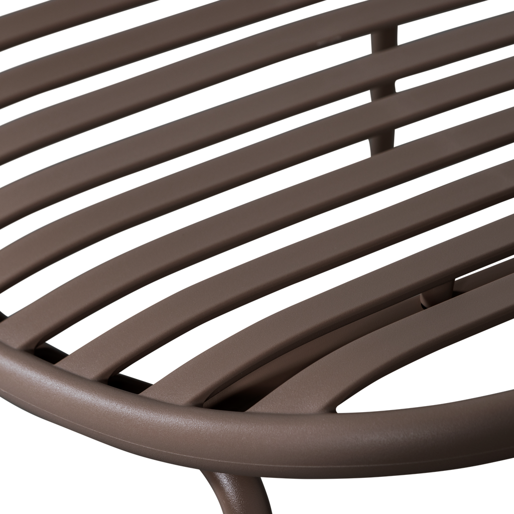 BRUCE GARDEN LOUNGE CHAIR + HOCKER PP/METAL PURPLE/BROWN