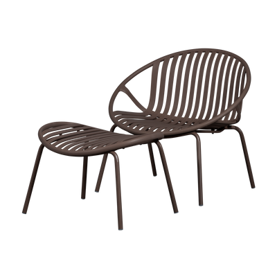 BRUCE GARDEN LOUNGE CHAIR + HOCKER PP/METAL PURPLE/BROWN
