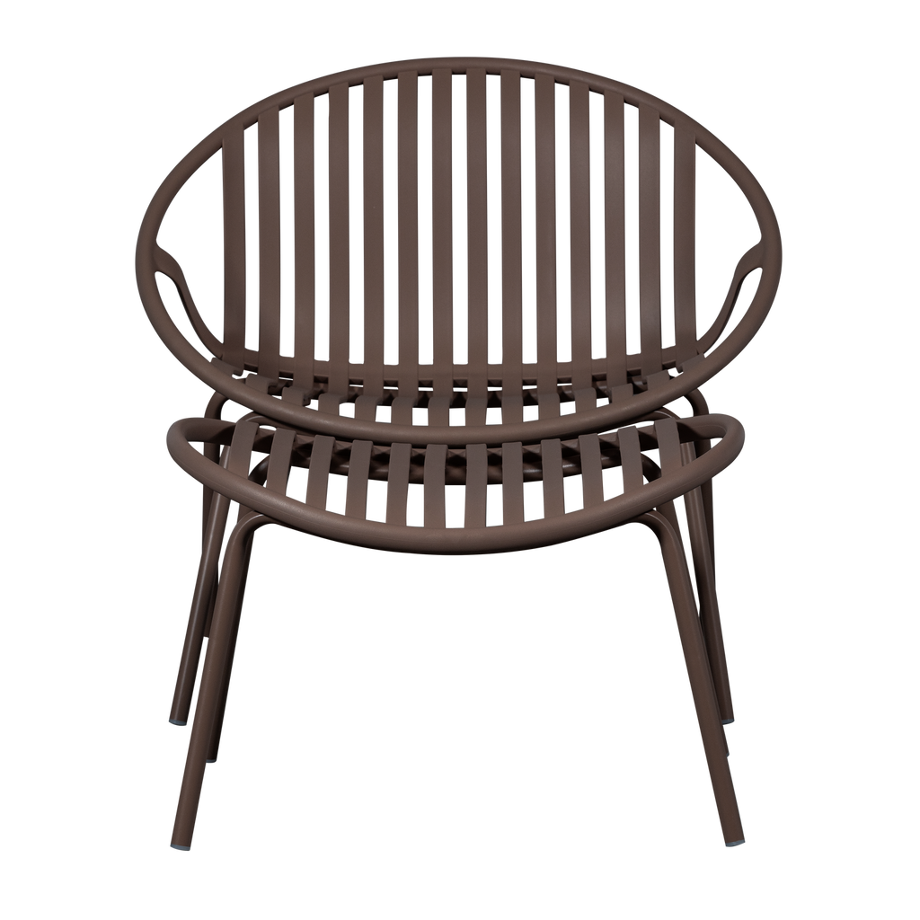 BRUCE GARDEN LOUNGE CHAIR + HOCKER PP/METAL PURPLE/BROWN