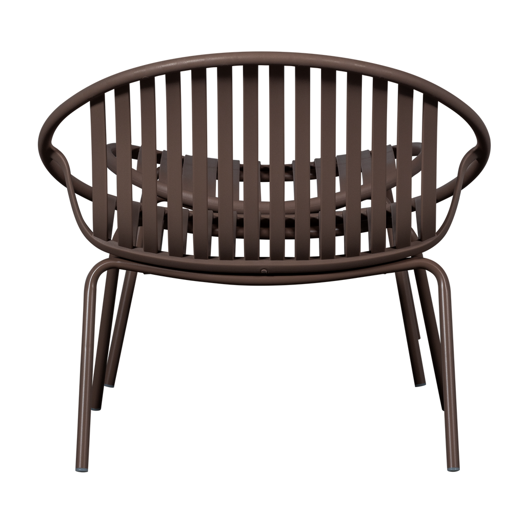 BRUCE GARDEN LOUNGE CHAIR + HOCKER PP/METAL PURPLE/BROWN