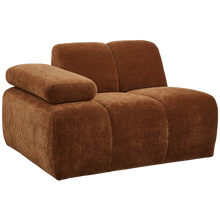 Charger l'image dans la galerie, MOJO 1-SEATER ELEMENT ARM LEFT RIB FABRIC RUST BROWN