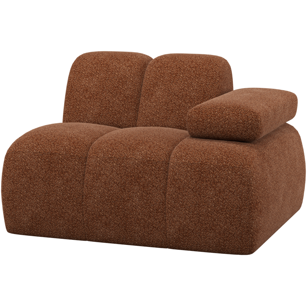 MOJO 1-SEATER ELEMENT ARM RIGHT WOOLLY FABRIC RUST BROWN