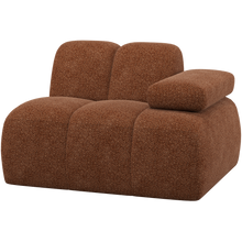Laden Sie das Bild in den Galerie-Viewer, MOJO 1-SEATER ELEMENT ARM RIGHT WOOLLY FABRIC RUST BROWN